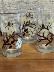 4 Vintage 1950’s Mid Century Drinking Glasses, Jamey Magnolia Glassware