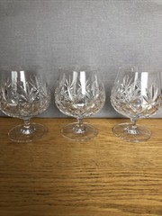 3 Brandy Snifter Glasses “Berkeley” By Edinburgh Crystal 4 1/2″ – Stunning!