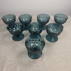 VTG Indiana Glass Whitehall Riviera Blue Dessert Sherbet Glasses by Colony RARE