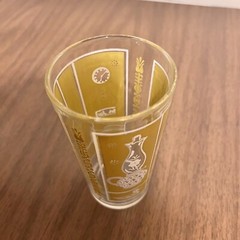 Hazel Atlas Highball Glass 5.25” Mustard Yellow Americana Icons 1950s MCM