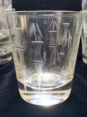 Set Of Five 3.5” Noritake Sasaki Bamboo And Leaf ￼Etched Entertainment ￼Glasses