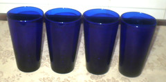 LIBBEY FLARE COBALT BLUE COOLERS TUMBLERS 16 OZ. SET OF 9