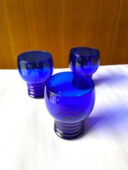 Vintage Imperial Glass «Schaefer» Ribbed Stem Cobalt Blue 2.75″ inches