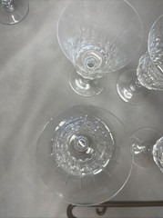 VTG Set Of 2 Val St. Lambert 7” Cut Crystal Wine Glass Signed