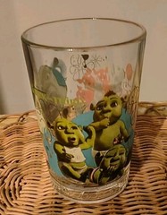 2007 Shrek Character Clear Glass Drinking Tumbler, Kids Cartoon Movie