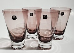 4 Light Amethyst or Plum Glass Tumblers Drinking Glasses Jingyue Barware 10 oz