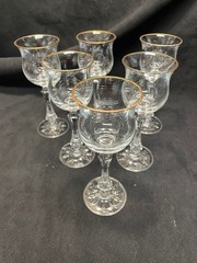 ECHT BLEIKRISTALL GENUINE 24% LEAD GOLD TRIM CORDIALS 5 1/2″ (%). READ PLEASE