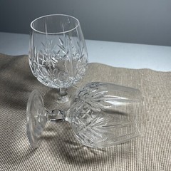 Wine & Brandy Heavy Itched Cut Crystal Glasses/ Cups 2 Count Of Both
