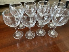 Set Of 8 Clear Stemmed Wine/Water Glasses 8″ Tall