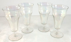 4 Vintage Champagne Glasses Opalescent Wine Cocktail Ribbed 5 3/4″ Barware Party