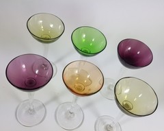 Art Deco Set 6 Piece Glas / Liqueur Glass,Various Colours,Haida,about 1920 AL276
