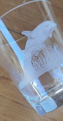 Queen Lace Crystal Tumbler Etched Dolphin Signed Glass Cup Tumbler HARD TO FIND