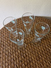 Set Of 4 Vintage MCM turquoise Boomerang Design Pilsner Glasses