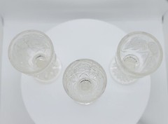LOT OF 3 – Vintage EAPG Pressed Hobstar Cordial Glasses – 4″ Tall Clear Glass