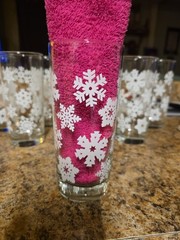 Vintage MCM Clear White Snowflake Highball Glasses Set Of 8. Excellent Condition