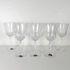 Set 8 Wine Glasses 24% Lead Crystal Goblets Stemware Barware 8″ USA