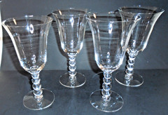 Imperial Crystal Glass Candlewick 9oz Goblets, 4 Bead Stem, Set of 4