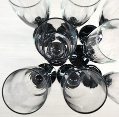8 Luminarc Domino Signature Black Fluted Champagne Set Clear Cristal France Lot