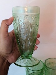 Vintage Tiara Indiana Chantilly Glass Footed Ice Tea Tumblers 6.25″H (4)