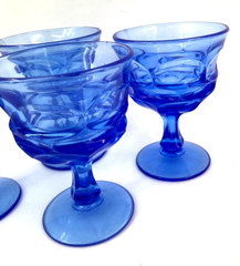 4- Fostoria Champagne/ Tall Sherbert Argus Blue 5 1/8″ Tall