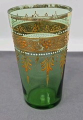 Bohemian Moser Juice Glass / Tumbler Gold Enamel Decor 3 7/8″ Late 19th C.