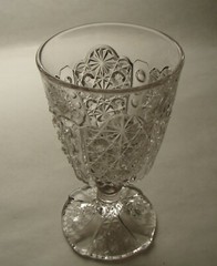 EAPG Adams US Glass 86 aka Daisy and Button with Thumbprint Panel Pattern Goblet