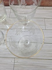 Vintage Libbey Wine Glasses Etched Frosted Roses Lot of 4