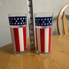 VTG Libbey Drinking Glasses Set Of 2 Stars And Stripes 16Oz 1976 Bicentennial EC