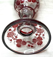 Antique Bohemian German Germany 1856 Ruby Cut To Clear Glass Goblet