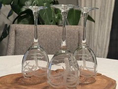 Rolf Glass Etched Palm Tree Crystal Wine Glasses 7 3/4” Set Of 3