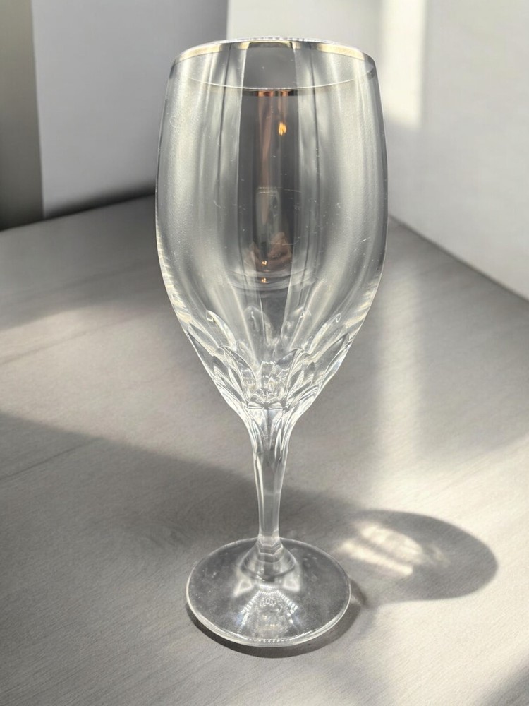 Platinum rimmed Crystal Water Goblet Glass 8 1/5″ x 2 3/4″
