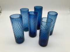 Vintage – Handcrafted Cobalt Blue Swirl Glasses Drinkware