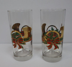 Culver Christmas 22kt Gold Yule Horn Highball Glasses – Vintage Set of 2 EUC