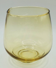 Amber Glass Roly Poly Yellow Old Fashioned Wine Stemless Tumbler 4- 8oz