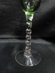 UNK4100 Green / Chartreuse Glass Bowl, Clear, Twisted Stem: Cordial, 5 3/8″ Tall