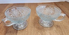 Indiana Glass Rosette with Pinwheels Footed Punch Cups Set of 2