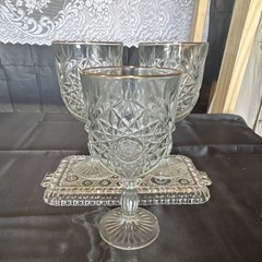 Vintage Libby Hobstar Star of David gold rim set of 3