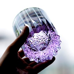 K9 Purple Shiny Crystal Whiskey Glass Hand Carved Rock Shiny Glassware 7oz