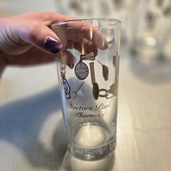 Allen Color Craft Medical Tumbler Glass Set of 4, Clear Gold White Brown, 5.5″