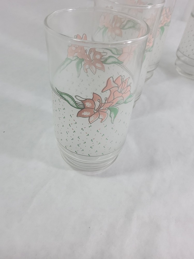 Vintage House Of Lloyd Peach Pink Lily Flower Highball Tumbler 1990 Beverage…
