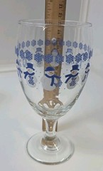 Set of 4 Libbey Snowman Holiday 16 oz 7” Glass Blue Winter Goblets
