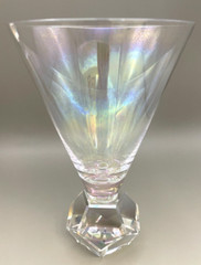 2 Wine Glass Martini Cocktail Diamond Stem Faceted Prism Iridescent Goblet Set/2