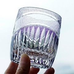 1PC Crystal Heavy Base Rocks Barware Whiskey Glasses Cut Clear 8oz Purple NEW