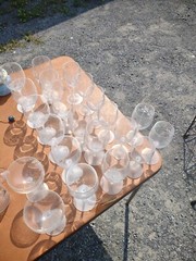 Vintage Avon Hummingbird Frosted Crystal Iced Tea Goblets 7 7/8″ Wine 22 Pieces