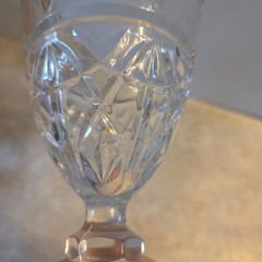 Water Goblet Wine Glass Cristal D’Arques-Durand Gold Plated Trim 8″ Tall