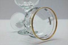 6 Italian Coupe Crystal Paneled Cocktail Glasses/ Champagne Goblets with Tags