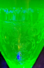 Set of 6- Fostoria Co, Versailles Pattern, Uranium Glass ice Tea Goblets, 1930s