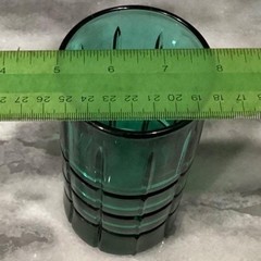 3 Vintage Anchor Hocking Tartan Manchester Tumbler Glasses Dark Olive Green 6″