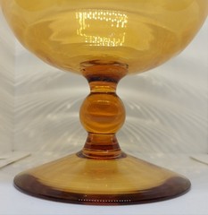 Vintage Glass Italian Empoli Ripple Amber Optic Brandy Snifter