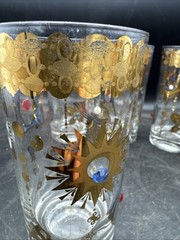 Culver Jeweled Charm Bracelet Highball Glasses Set Of 8 22k 1960’s MCM Mad Men